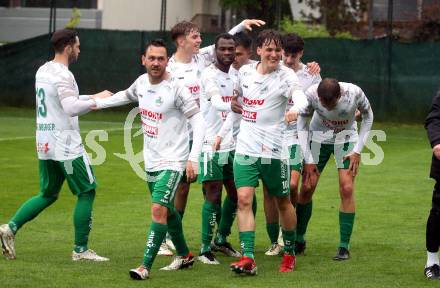 Fussball. Kaerntner Liga. Donau gegen SAK.  Torjubel Maximilian Trappitsch (Donau).  Klagenfurt, 8.5.2024.
Foto: Kuess
www.qspictures.net
---
pressefotos, pressefotografie, kuess, qs, qspictures, sport, bild, bilder, bilddatenbank