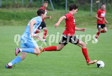 Fussball 1. KLasse C. Friesach gegen Ludmannsdorf.  Florian Londer (Friesach), Markus Partl   (Ludmannsdorf). Friesach, am 25.5.2024.
Foto: Kuess
www.qspictures.net
---
pressefotos, pressefotografie, kuess, qs, qspictures, sport, bild, bilder, bilddatenbank