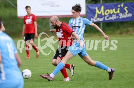 Fussball 1. KLasse C. Friesach gegen Ludmannsdorf.  Mario Schmidhofer (Friesach), Danijel Josimovic   (Ludmannsdorf). Friesach, am 25.5.2024.
Foto: Kuess
www.qspictures.net
---
pressefotos, pressefotografie, kuess, qs, qspictures, sport, bild, bilder, bilddatenbank