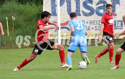 Fussball 1. KLasse C. Friesach gegen Ludmannsdorf.  Florian Londer (Friesach),  Dominik Kruschitz  (Ludmannsdorf). Friesach, am 25.5.2024.
Foto: Kuess
www.qspictures.net
---
pressefotos, pressefotografie, kuess, qs, qspictures, sport, bild, bilder, bilddatenbank