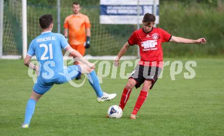 Fussball 1. KLasse C. Friesach gegen Ludmannsdorf. Florian Londer (Friesach),  David Gasser  (Ludmannsdorf). Friesach, am 25.5.2024.
Foto: Kuess
www.qspictures.net
---
pressefotos, pressefotografie, kuess, qs, qspictures, sport, bild, bilder, bilddatenbank