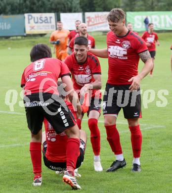 Fussball 1. KLasse C. Friesach gegen Ludmannsdorf. Jubel Dominik Kruschitz, Jure Skafar, Dominik Killar, Pascal Hausegger  (Ludmannsdorf). Friesach, am 25.5.2024.
Foto: Kuess
www.qspictures.net
---
pressefotos, pressefotografie, kuess, qs, qspictures, sport, bild, bilder, bilddatenbank