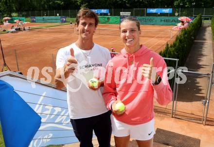 Tennis. Carinthian Ladies Lakes Trophy. Pressekonferenz.  Lorenzo Frigerio, Lilli Tagger. Klagenfurt, am 27.5.2024.
Foto: Kuess
www.qspictures.net
---
pressefotos, pressefotografie, kuess, qs, qspictures, sport, bild, bilder, bilddatenbank