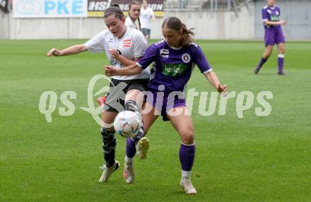 Fussball Frauen. Kaerntner Liga. Oberes Play Off. SK Austria Klagenfurt gegen SC St. Veit. Johanna Fritz (Austria Klagenfurt), Valentina Marie Urabl (St. Veit).  KLagenfurt, am 2.6.2024.
Foto: Kuess
www.qspictures.net
---
pressefotos, pressefotografie, kuess, qs, qspictures, sport, bild, bilder, bilddatenbank