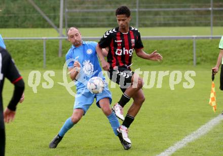 Fussball Unterliga West. Admira Villach gegen Lind.   Abdulmomen A. S. Bashir (Villach),  Christoph Zoehrer (Lind).
Villach, am 1.6.2024.
Foto: Kuess
www.qspictures.net
---
pressefotos, pressefotografie, kuess, qs, qspictures, sport, bild, bilder, bilddatenbank