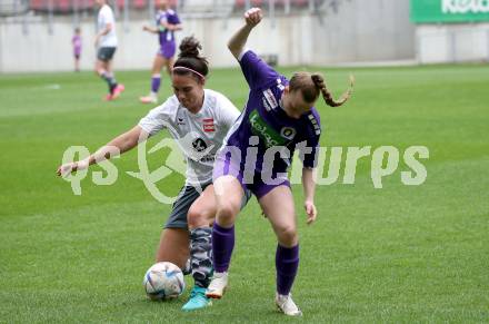 Fussball Frauen. Kaerntner Liga. Oberes Play Off. SK Austria Klagenfurt gegen SC St. Veit. Angelina Doris Prucknig (Austria Klagenfurt),  Sarah Lackner (St. Veit).  KLagenfurt, am 2.6.2024.
Foto: Kuess
www.qspictures.net
---
pressefotos, pressefotografie, kuess, qs, qspictures, sport, bild, bilder, bilddatenbank