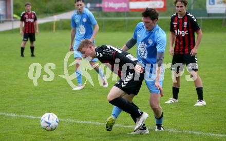 Fussball Unterliga West. Admira Villach gegen Lind.   Fabian Michael Pinter (Villach),  Johannes Oberwinkler (Lind).
Villach, am 1.6.2024.
Foto: Kuess
www.qspictures.net
---
pressefotos, pressefotografie, kuess, qs, qspictures, sport, bild, bilder, bilddatenbank