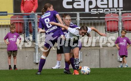 Fussball Frauen. Kaerntner Liga. Oberes Play Off. SK Austria Klagenfurt gegen SC St. Veit. Alina-Marie Vaschauner (Austria Klagenfurt),  Julia Bergmann (St. Veit).  KLagenfurt, am 2.6.2024.
Foto: Kuess
www.qspictures.net
---
pressefotos, pressefotografie, kuess, qs, qspictures, sport, bild, bilder, bilddatenbank