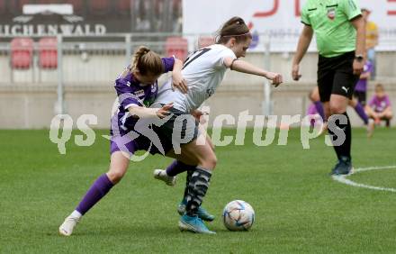 Fussball Frauen. Kaerntner Liga. Oberes Play Off. SK Austria Klagenfurt gegen SC St. Veit. Fiona Valentina Resch (Austria Klagenfurt), Alissa Lamzari   (St. Veit).  KLagenfurt, am 2.6.2024.
Foto: Kuess
www.qspictures.net
---
pressefotos, pressefotografie, kuess, qs, qspictures, sport, bild, bilder, bilddatenbank