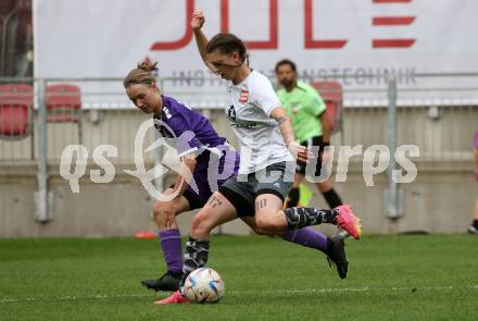Fussball Frauen. Kaerntner Liga. Oberes Play Off. SK Austria Klagenfurt gegen SC St. Veit. Damaris Hitthaler (Austria Klagenfurt),  Michelle Claudia Terkl (St. Veit).  KLagenfurt, am 2.6.2024.
Foto: Kuess
www.qspictures.net
---
pressefotos, pressefotografie, kuess, qs, qspictures, sport, bild, bilder, bilddatenbank