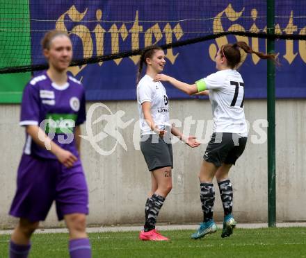 Fussball Frauen. Kaerntner Liga. Oberes Play Off. SK Austria Klagenfurt gegen SC St. Veit. Torjubel Michelle Claudia Terkl, Alissa Lamzari   (St. Veit).  KLagenfurt, am 2.6.2024.
Foto: Kuess
www.qspictures.net
---
pressefotos, pressefotografie, kuess, qs, qspictures, sport, bild, bilder, bilddatenbank
