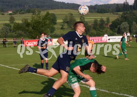 Fussball Kaerntner Liga. Velden gegen Lendorf.  Luca Alexander Pollanz (Velden),  Fabio Norbert Daxer (Lendorf). St. Egyden, am 7.6.2024.
Foto: Kuess
www.qspictures.net
---
pressefotos, pressefotografie, kuess, qs, qspictures, sport, bild, bilder, bilddatenbank