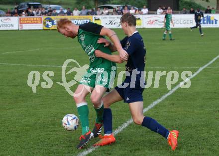 Fussball Kaerntner Liga. Velden gegen Lendorf. Marlon Louis Winter  (Velden),  Christian Wernisch (Lendorf). St. Egyden, am 7.6.2024.
Foto: Kuess
www.qspictures.net
---
pressefotos, pressefotografie, kuess, qs, qspictures, sport, bild, bilder, bilddatenbank