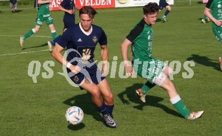 Fussball Kaerntner Liga. Velden gegen Lendorf.  Lukas Lausegger (Velden), Fabio Norbert Daxer  (Lendorf). St. Egyden, am 7.6.2024.
Foto: Kuess
www.qspictures.net
---
pressefotos, pressefotografie, kuess, qs, qspictures, sport, bild, bilder, bilddatenbank