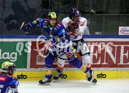 EBEL. Eishockey Bundesliga. VSV gegen HC TIWAG Innsbruck.  Pearson Chase  (VSV), Hirano Yushiroh  (Innsbruck). Klagenfurt, 6.10.2024. 
Foto: Kuess
www.qspictures.net
---
pressefotos, pressefotografie, kuess, qs, qspictures, sport, bild, bilder, bilddatenbank