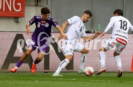 Fussball Bundesliga.  SK Austria Klagenfurt gegen Austria Wien .  Ben Bobzien,  (Klagenfurt), Aleksandar Dragovic  (Wien). Klagenfurt, am 20.10.2024.
Foto: Kuess
www.qspictures.net
---
pressefotos, pressefotografie, kuess, qs, qspictures, sport, bild, bilder, bilddatenbank