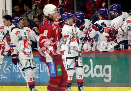 Eishockey Bundesliga. KAC gegen Innsbruck. Torjubel (Innsbruck). Klagenfurt, am 1.11.2024.
Foto: Kuess
---
pressefotos, pressefotografie, kuess, qs, qspictures, sport, bild, bilder, bilddatenbank