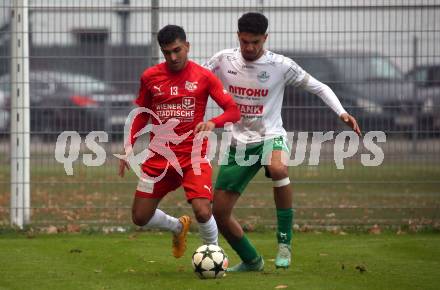 Fussball Kaerntner Liga. KAC gegen Donau.  Amir Mohammadi  (KAC),  Androw Ibrahim  (Donau). Klagenfurt, am 9.11.2024.
Foto: Kuess
www.qspictures.net
---
pressefotos, pressefotografie, kuess, qs, qspictures, sport, bild, bilder, bilddatenbank