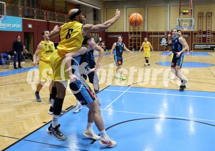 Basketball 2. Liga 2024/2025. Grunddurchgang 7. Runde. Woerthersee Piraten gegen Vienna Timberwolves.  Shawn L. Ray (Piraten),   Jakob Konzet (Vienna). Klagenfurt, am 9.11.2024.
Foto: Kuess


---
pressefotos, pressefotografie, kuess, qs, qspictures, sport, bild, bilder, bilddatenbank