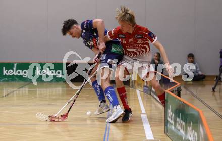 Floorball Derby KAC  gegen VSV Unihockey.   Lesnjak Viktor (KAC),   Unterweger Thomas (VSV). Klagenfurt, am 16.11.2024.
Foto: Kuess
www.qspictures.net
---
pressefotos, pressefotografie, kuess, qs, qspictures, sport, bild, bilder, bilddatenbank