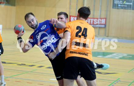 Handball Bundesliga. SC Ferlach gegen HSG Holding Graz.  Leban Patrik  (Ferlach),   Schimmel Florian  (Graz).  Ferlach, am 23.11.2024.
Foto: Kuess
www.qspictures.net
---
pressefotos, pressefotografie, kuess, qs, qspictures, sport, bild, bilder, bilddatenbank