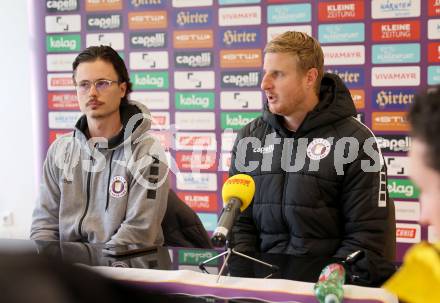 Fussball Bundesliga. Pressekonferenz. SK Austria Klagenfurt. Marco Walter, Martin Hinteregger. Klagenfurt, am 26.11.2024.
Foto: Kuess
---
pressefotos, pressefotografie, kuess, qs, qspictures, sport, bild, bilder, bilddatenbank