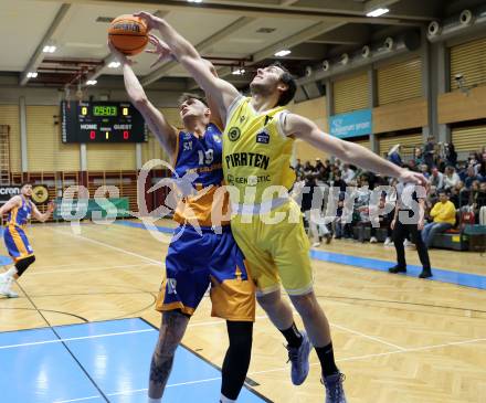 Basketball 2. Liga 2024/2025. Grunddurchgang 11. Runde.  Woerthersee Piraten gegen BBU Salzburg.  Andreas Nuck  (Woerthersee Piraten),  Aleksandar Andjelkovic  (Salzburg). Klagenfurt, am 7.12.2024.
Foto: Kuess


---
pressefotos, pressefotografie, kuess, qs, qspictures, sport, bild, bilder, bilddatenbank