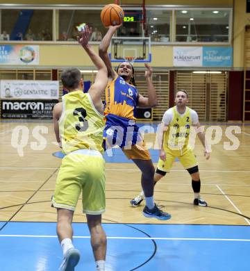 Basketball 2. Liga 2024/2025. Grunddurchgang 11. Runde.  Woerthersee Piraten gegen BBU Salzburg.  Elvis Keric  (Woerthersee Piraten), Samuel Gatterbauer (Salzburg). Klagenfurt, am 7.12.2024.
Foto: Kuess


---
pressefotos, pressefotografie, kuess, qs, qspictures, sport, bild, bilder, bilddatenbank