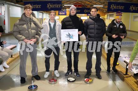 Fussball Bundesliga. Stockschiessen. SK  Austria Klagenfurt .Laurenz Dehl, Simon Spari, Thorsten Mahrer.. Launsdorf,  am 11.12.2024.
Foto: Kuess
www.qspictures.net
---
pressefotos, pressefotografie, kuess, qs, qspictures, sport, bild, bilder, bilddatenbank