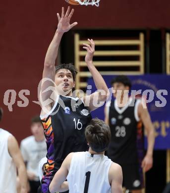 Basketball 2. Liga 2024/2025. Grunddurchgang 12. Runde.  KOS Celovec gegen Vienna United.   Mathias Mailath-Pokorny  (Vienna United). Klagenfurt, am 14.12.2024.
Foto: Kuess


---
pressefotos, pressefotografie, kuess, qs, qspictures, sport, bild, bilder, bilddatenbank
