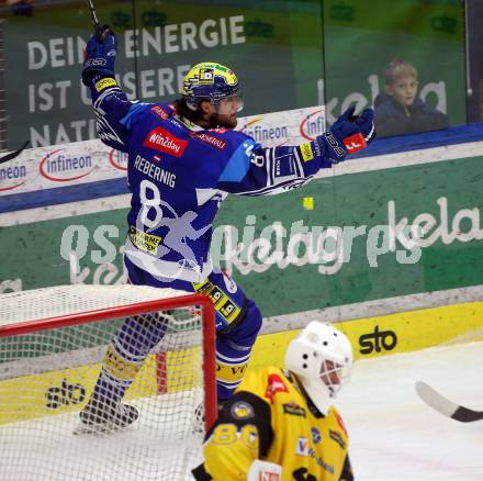 Eishockey ICE Bundesliga. VSV gegen HC Pustertal Woelfe.  Torjubel Maximilian Rebernig (VSV). Villach, am 26.12.2024.
Foto: Kuess
---
pressefotos, pressefotografie, kuess, qs, qspictures, sport, bild, bilder, bilddatenbank