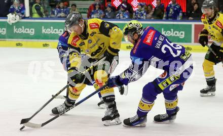 Eishockey ICE Bundesliga. VSV gegen HC Pustertal Woelfe.  Guus Van Nes (VSV), Joshua Jared Wesley (Pustertal). Villach, am 26.12.2024.
Foto: Kuess
---
pressefotos, pressefotografie, kuess, qs, qspictures, sport, bild, bilder, bilddatenbank