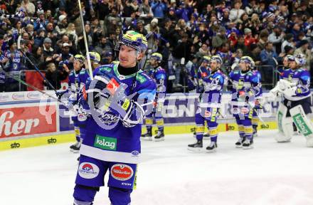Eishockey ICE Bundesliga. VSV gegen HC Pustertal Woelfe.  Jubel Philipp Lindner  (VSV). Villach, am 26.12.2024.
Foto: Kuess
---
pressefotos, pressefotografie, kuess, qs, qspictures, sport, bild, bilder, bilddatenbank