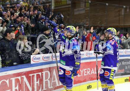 Eishockey ICE Bundesliga. VSV gegen HC Pustertal Woelfe.  Felix Maxa, Thomas Vallant (VSV). Villach, am 26.12.2024.
Foto: Kuess
---
pressefotos, pressefotografie, kuess, qs, qspictures, sport, bild, bilder, bilddatenbank