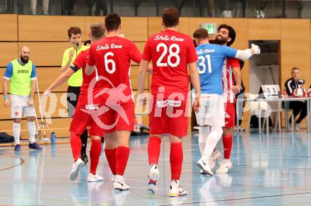 Futsal Bundesliga. Futsal Klagenfurt Versli.at gegen Stella Rossa. Jubel (Stella Rossa). Viktring, am 4.1.2025.
Foto: Kuess
---
pressefotos, pressefotografie, kuess, qs, qspictures, sport, bild, bilder, bilddatenbank