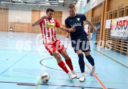 Futsal Bundesliga. Futsal Klagenfurt Versli.at gegen Stella Rossa. Matic Lokovsek  (Klagenfurt), Fatlum Kreka   (Stella Rossa). Viktring, am 4.1.2025.
Foto: Kuess
---
pressefotos, pressefotografie, kuess, qs, qspictures, sport, bild, bilder, bilddatenbank