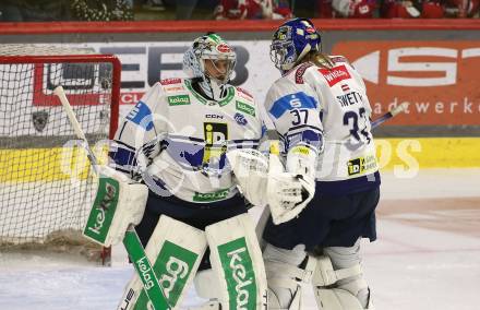 Eishockey ICE Bundesliga. KAC gegen VSV. Jean Philippe Lamoureux, Rene Swette (VSV). Klagenfurt, am 8.1.2024.
Foto: Kuess
---
pressefotos, pressefotografie, kuess, qs, qspictures, sport, bild, bilder, bilddatenbank