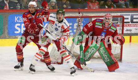 Eishockey ICE Bundesliga. KAC gegen HCB SÃ¼dtirol Alperia.  Clemens Unterweger, Sebastian Dahm (KAC),  Adam Helewka (Bozen). Klagenfurt, am 12.1.2025
Foto: Kuess
---
pressefotos, pressefotografie, kuess, qs, qspictures, sport, bild, bilder, bilddatenbank