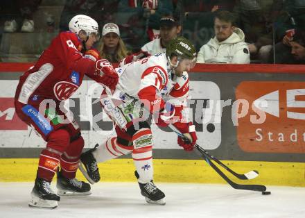 Eishockey ICE Bundesliga. KAC gegen HCB SÃ¼dtirol Alperia.  Clemens Unterweger (KAC),  Cristiano Digiacinto (Bozen). Klagenfurt, am 12.1.2025
Foto: Kuess
---
pressefotos, pressefotografie, kuess, qs, qspictures, sport, bild, bilder, bilddatenbank