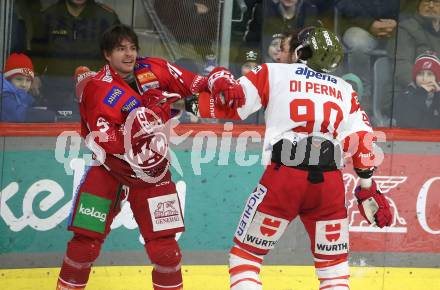 Eishockey ICE Bundesliga. KAC gegen HCB SÃ¼dtirol Alperia.  Fabian Hochegger (KAC),  Dylan Di Perna (Bozen). Klagenfurt, am 12.1.2025
Foto: Kuess
---
pressefotos, pressefotografie, kuess, qs, qspictures, sport, bild, bilder, bilddatenbank