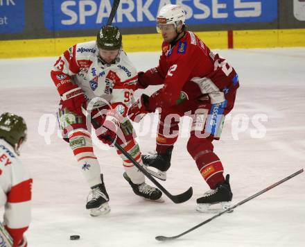 Eishockey ICE Bundesliga. KAC gegen HCB SÃ¼dtirol Alperia.  Thilo Nickl  (KAC),  Luca Frigo (Bozen). Klagenfurt, am 12.1.2025
Foto: Kuess
---
pressefotos, pressefotografie, kuess, qs, qspictures, sport, bild, bilder, bilddatenbank