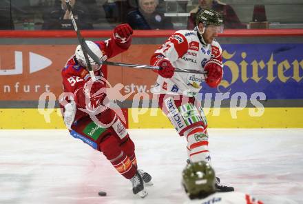Eishockey ICE Bundesliga. KAC gegen HCB SÃ¼dtirol Alperia. Clemens Unterweger   (KAC), Matt Bradley  (Bozen). Klagenfurt, am 12.1.2025
Foto: Kuess
---
pressefotos, pressefotografie, kuess, qs, qspictures, sport, bild, bilder, bilddatenbank