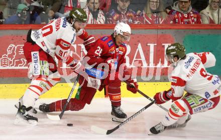 Eishockey ICE Bundesliga. KAC gegen HCB SÃ¼dtirol Alperia.  Oliver Lam  (KAC), Dylan Di Perna, Daniel Mantenuto  (Bozen). Klagenfurt, am 12.1.2025
Foto: Kuess
---
pressefotos, pressefotografie, kuess, qs, qspictures, sport, bild, bilder, bilddatenbank