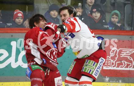 Eishockey ICE Bundesliga. KAC gegen HCB SÃ¼dtirol Alperia.  Fabian Hochegger (KAC),  Dylan Di Perna (Bozen). Klagenfurt, am 12.1.2025
Foto: Kuess
---
pressefotos, pressefotografie, kuess, qs, qspictures, sport, bild, bilder, bilddatenbank