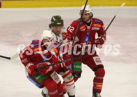 Eishockey ICE Bundesliga. KAC gegen HCB SÃ¼dtirol Alperia.   Simeon Schwinger, David Maier (KAC),  Brad McClure (Bozen). Klagenfurt, am 12.1.2025
Foto: Kuess
---
pressefotos, pressefotografie, kuess, qs, qspictures, sport, bild, bilder, bilddatenbank