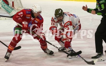 Eishockey ICE Bundesliga. KAC gegen HCB SÃ¼dtirol Alperia.  Thomas Hundertpfund  (KAC),  Adam Helewka (Bozen). Klagenfurt, am 12.1.2025
Foto: Kuess
---
pressefotos, pressefotografie, kuess, qs, qspictures, sport, bild, bilder, bilddatenbank