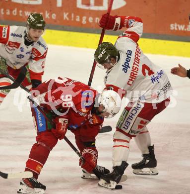 Eishockey ICE Bundesliga. KAC gegen HCB SÃ¼dtirol Alperia.  Daniel Obersteiner (KAC),  Braden Dean Christoffer (Bozen). Klagenfurt, am 12.1.2025
Foto: Kuess
---
pressefotos, pressefotografie, kuess, qs, qspictures, sport, bild, bilder, bilddatenbank