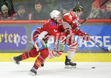 Eishockey ICE Bundesliga. KAC gegen HCB SÃ¼dtirol Alperia.  Nicholas Eric Petersen (KAC),  Braden Dean Christoffer (Bozen). Klagenfurt, am 12.1.2025
Foto: Kuess
---
pressefotos, pressefotografie, kuess, qs, qspictures, sport, bild, bilder, bilddatenbank