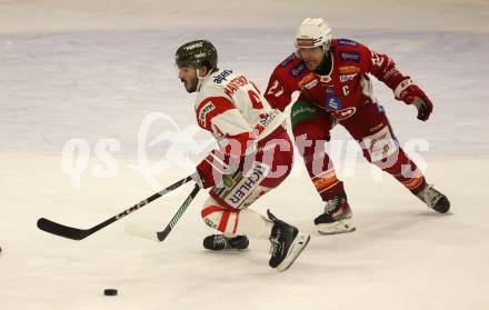 Eishockey ICE Bundesliga. KAC gegen HCB SÃ¼dtirol Alperia.  Thomas Hundertpfund  (KAC),  Daniel Mantenuto (Bozen). Klagenfurt, am 12.1.2025
Foto: Kuess
---
pressefotos, pressefotografie, kuess, qs, qspictures, sport, bild, bilder, bilddatenbank