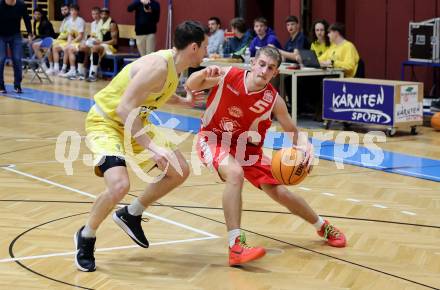Basketball 2. Liga 2024/2025. Grunddurchgang 16. Runde.  Woerthersee Piraten gegen Upper Austrian Ballers.   Jan-Arne Apschner (Piraten),  Valentin Pils   (Austrian Ballers). Klagenfurt, am 26.1.2025.
Foto: Kuess


---
pressefotos, pressefotografie, kuess, qs, qspictures, sport, bild, bilder, bilddatenbank